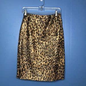 Escada Leopard & Gold Pencil Skirt